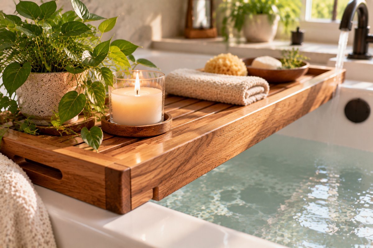Teak and other hardwoods - Bathtub Tray