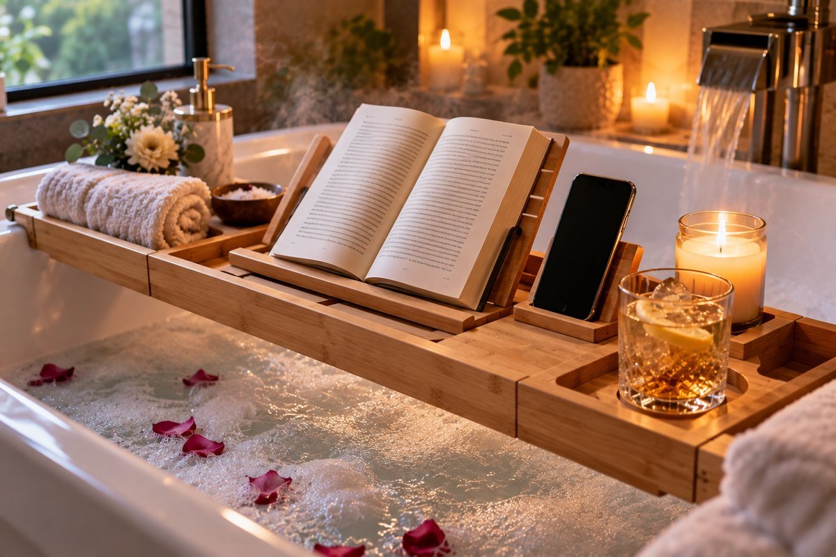 The best bath trays with a book stand - Bathtub Tray