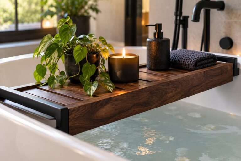 Black and Matte-Black Bath Trays for Modern Baths