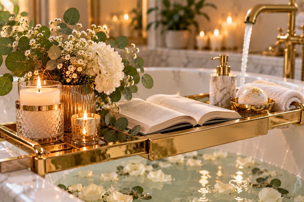 Setting the mood with light - Bathtub Tray