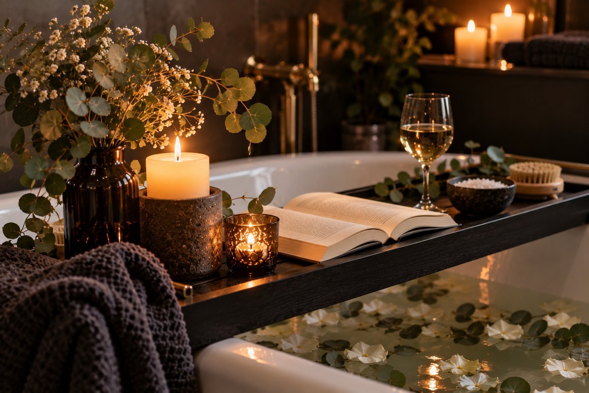 Lighting the mood - Bathtub Tray